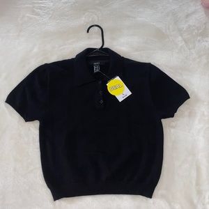 Cropped half button up polo